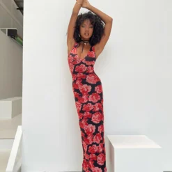 Lauers Maxi Dress Red Floral / Black