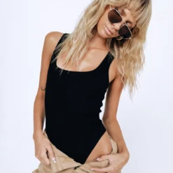 Princess Polly Camellia Bodysuit Black