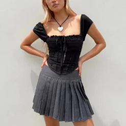 Princess Polly Kierce Pleated Mini Skirt Grey