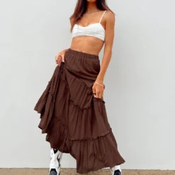 Princess Polly Miriah Maxi Skirt Brown