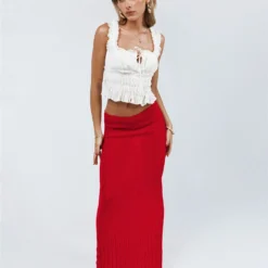 Princess Polly Belle Knit Maxi Skirt Red