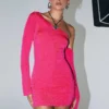 Nirranda One Shoulder Mini Dress Pink
