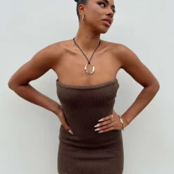 Princess Polly Flow Strapless Mini Dress Brown