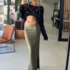 Princess Polly Karley Low Waist Maxi Skirt Green
