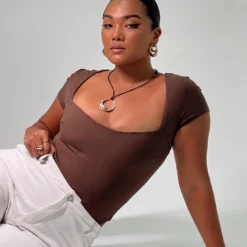 Nolan Short Sleeve Bodysuit Brown