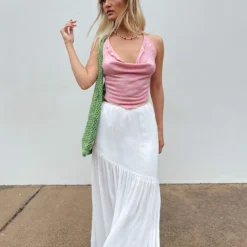 Princess Polly Chels Asymmetric Maxi Skirt White