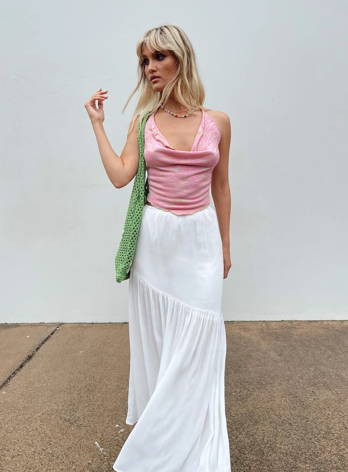 Princess Polly Chels Asymmetric Maxi Skirt White