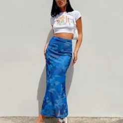 Princess Polly Starry Midi Skirt Blue