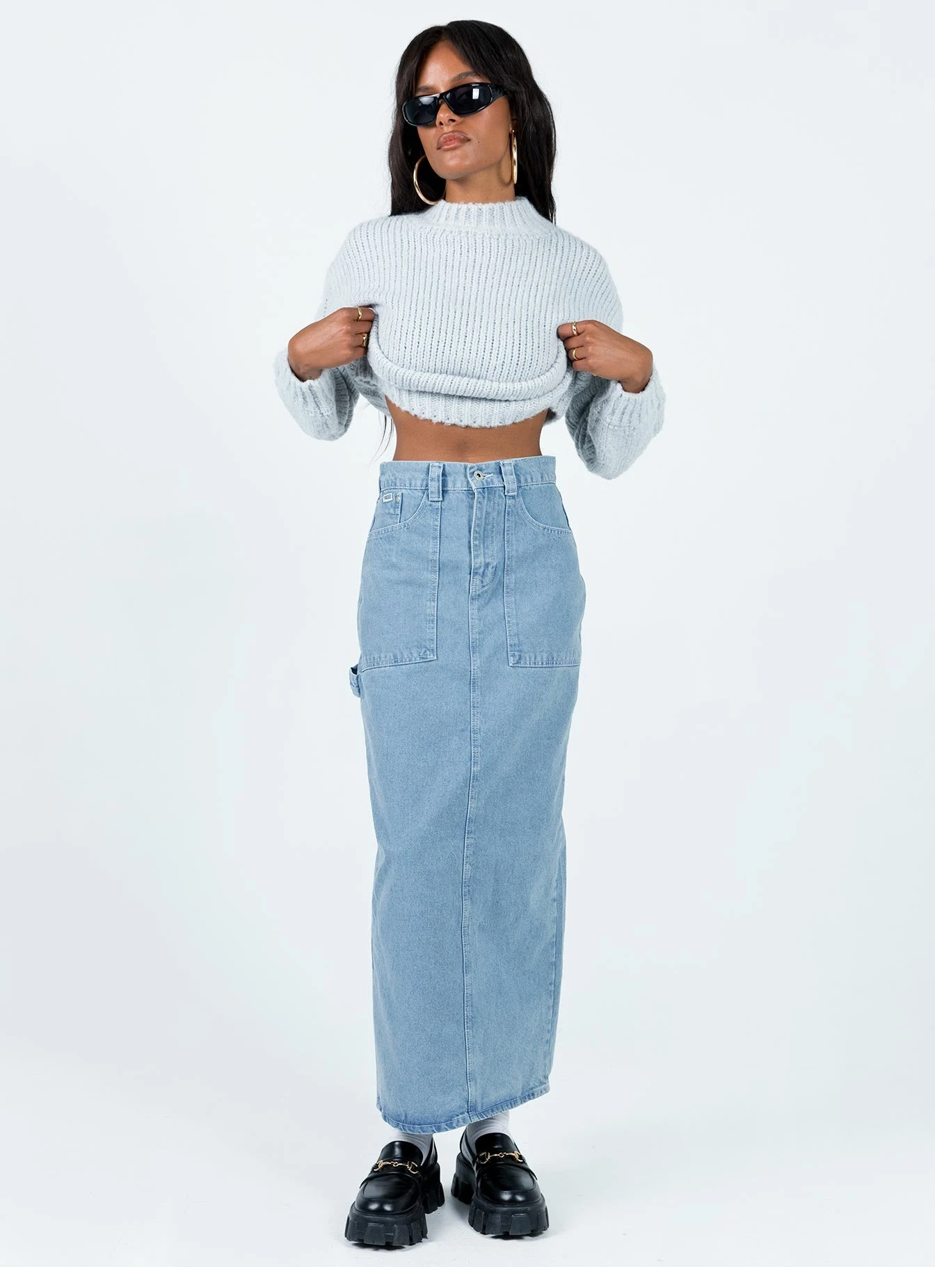The Ragged Priest Carpenter Maxi Skirt Mid Blue - Image 2