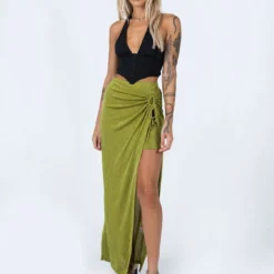 Princess Polly Untouchable Maxi Skirt Green