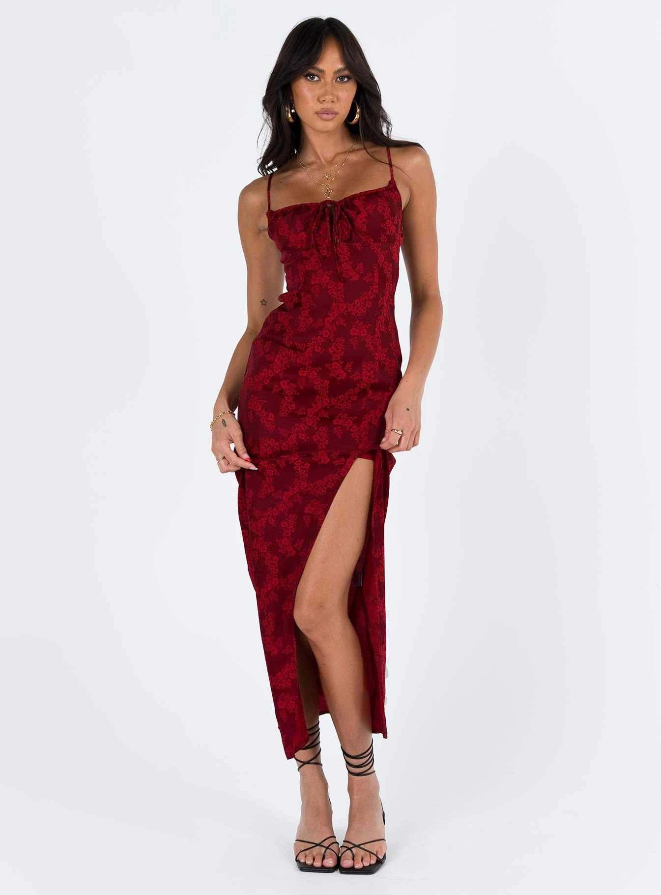 Princess Polly Noda Maxi Dress Burgundy - Image 2