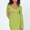 Princess Polly Giana Long Sleeve Mini Dress Green