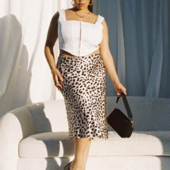 Nia Midi Skirt Beige Curve