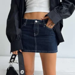 Princess Polly Bracken Denim Mini Skirt Navy