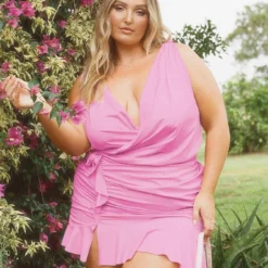 Devotion Mini Dress Pink Curve