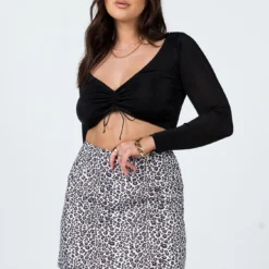 Princess Polly Selby Mini Skirt Black / White Leopard