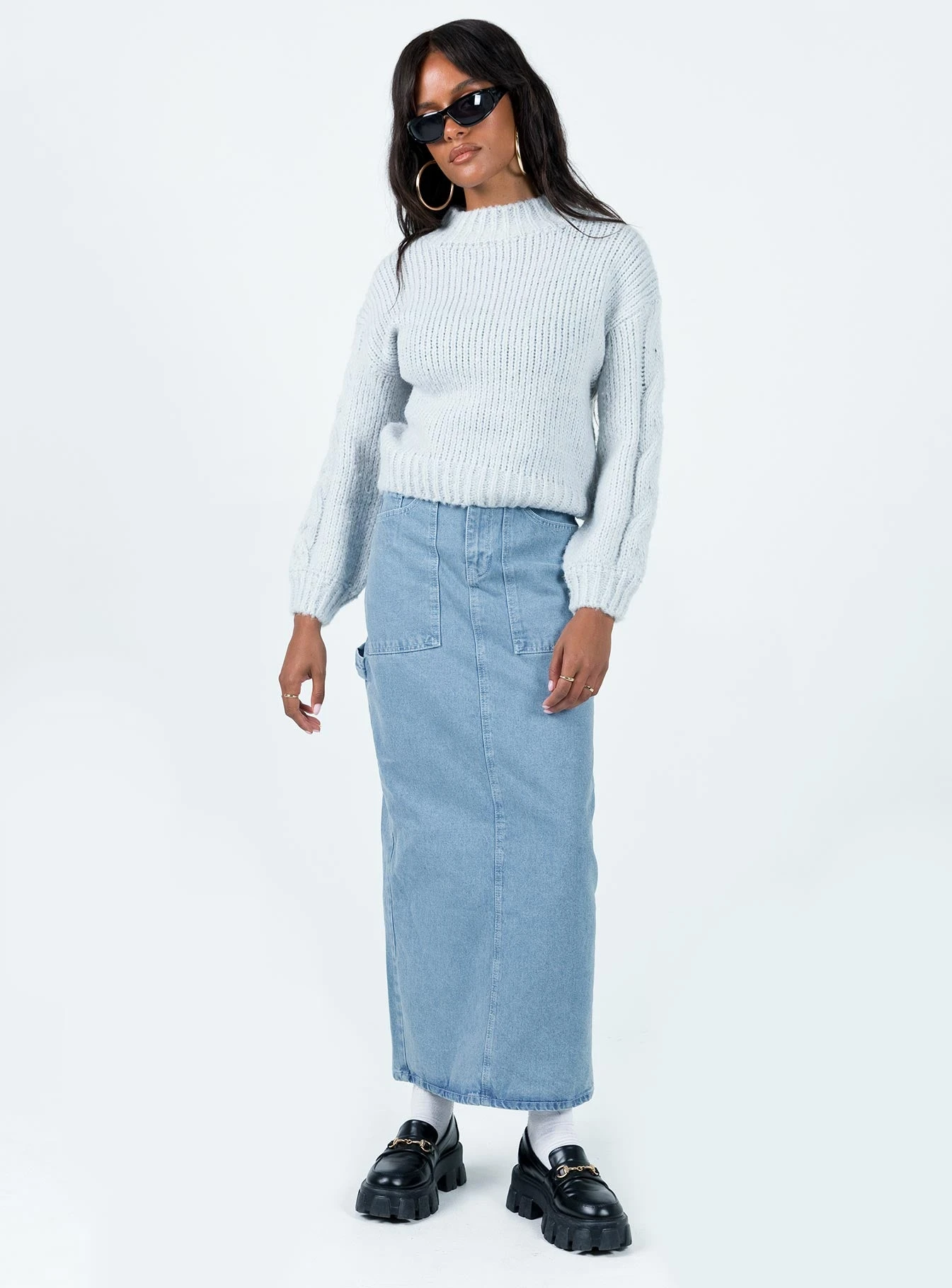 The Ragged Priest Carpenter Maxi Skirt Mid Blue - Image 3