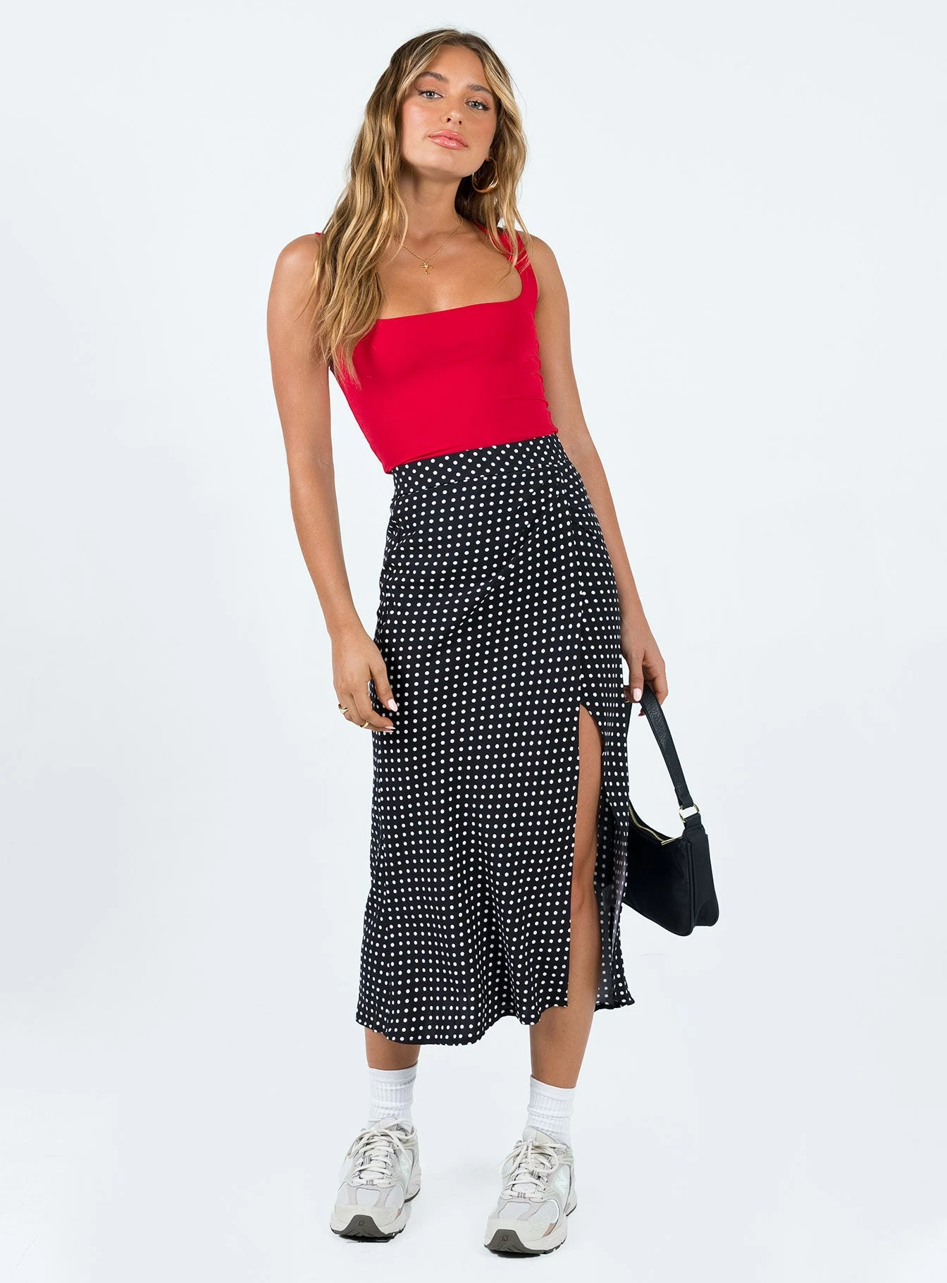 Princess Polly Mabel Midi Skirt Black Polka Dot - Image 2
