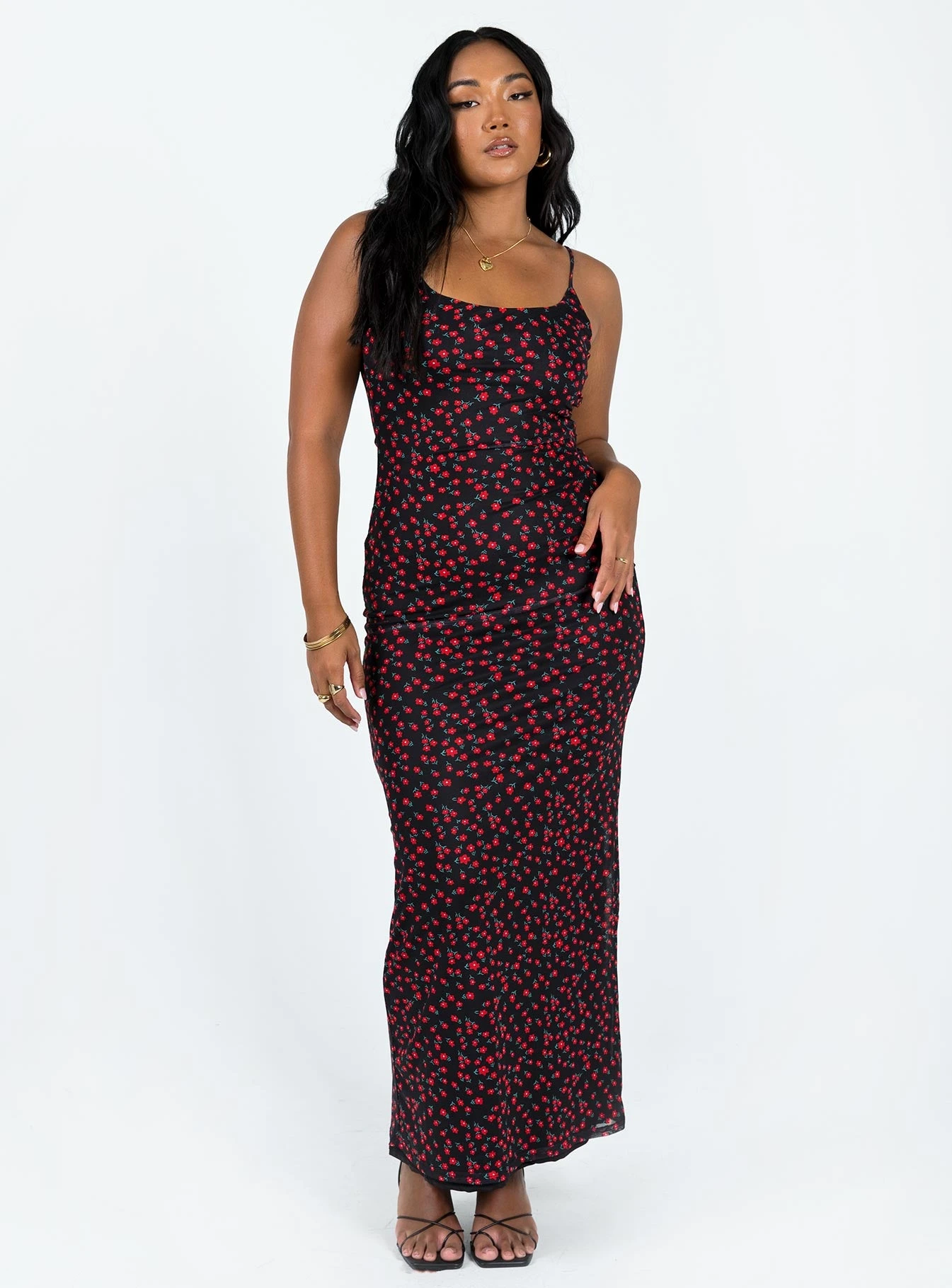 Knox Maxi Dress Black / Red Floral - Image 3