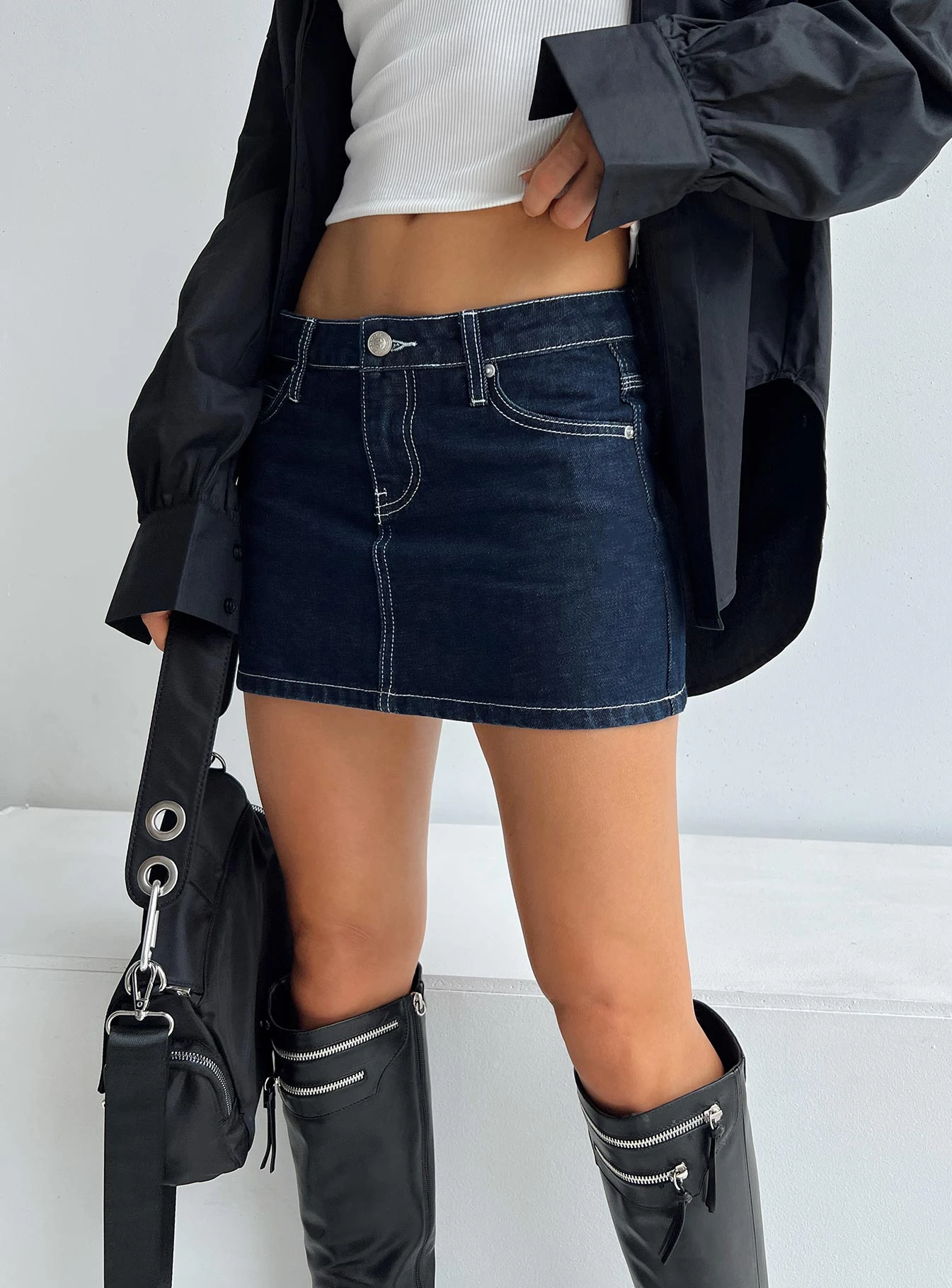 Princess Polly Bracken Denim Mini Skirt Navy - Image 2