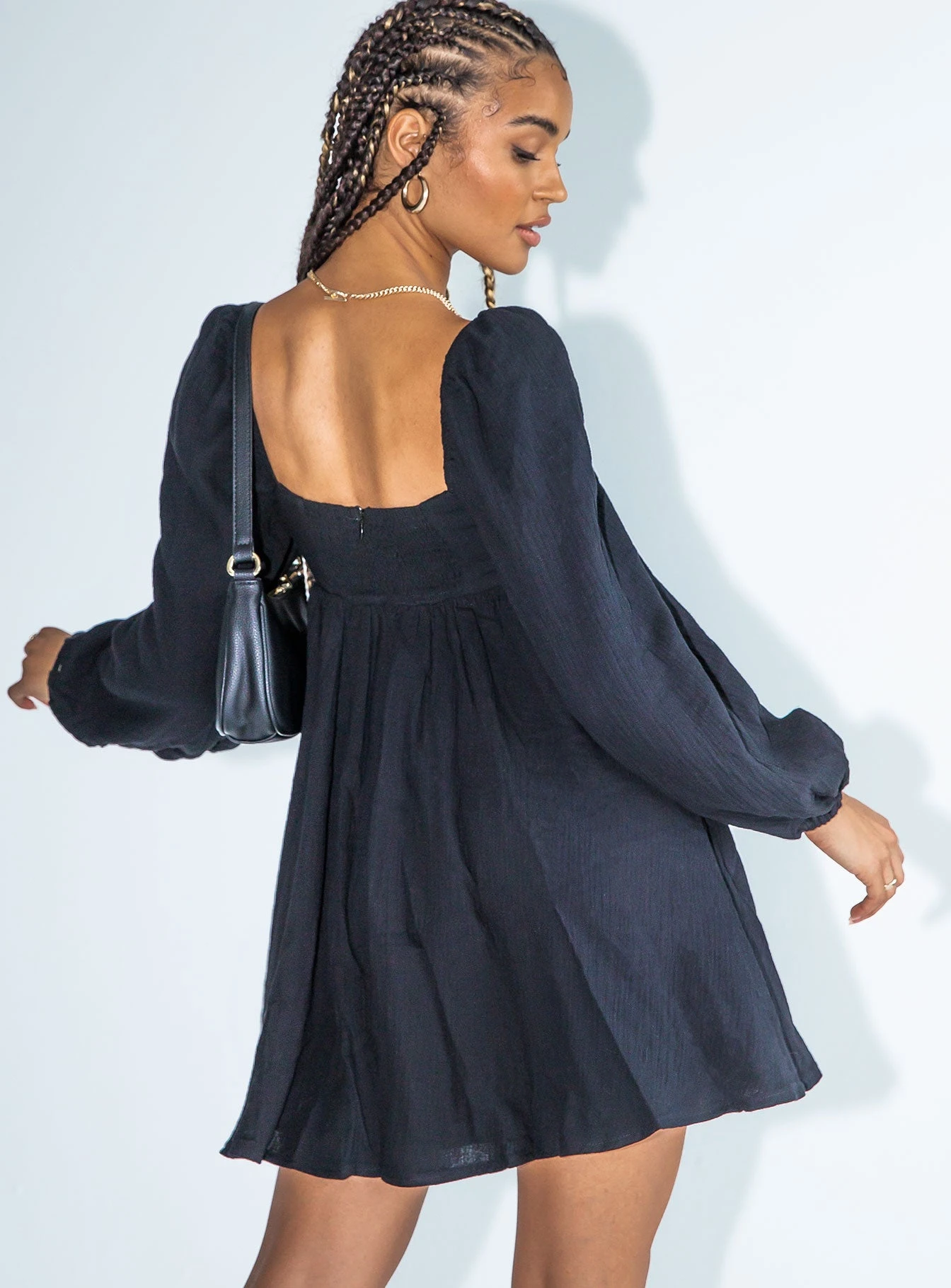 Princess Polly Lorna Long Sleeve Mini Dress Black - Image 3