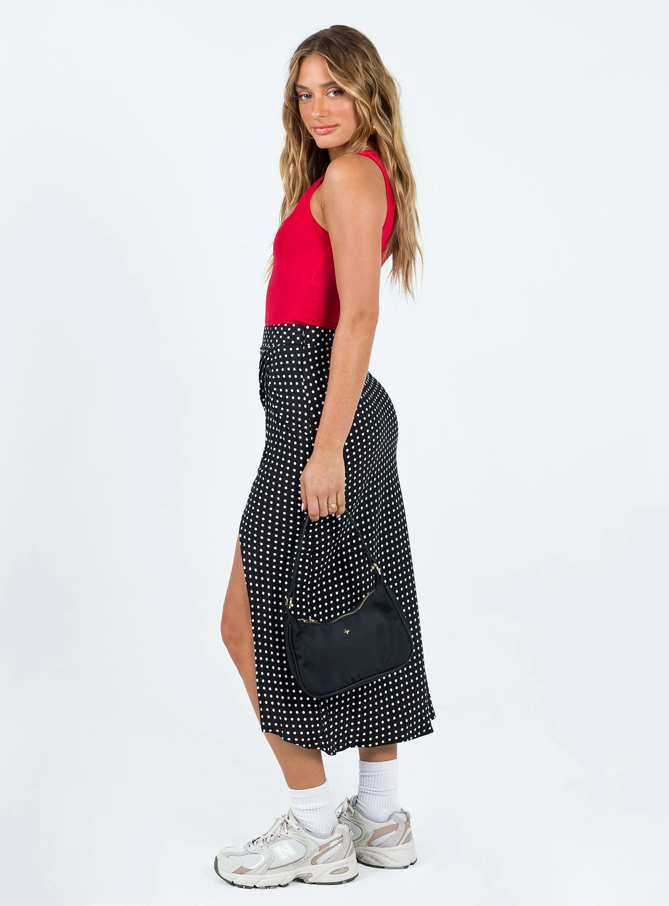 Princess Polly Mabel Midi Skirt Black Polka Dot - Image 3