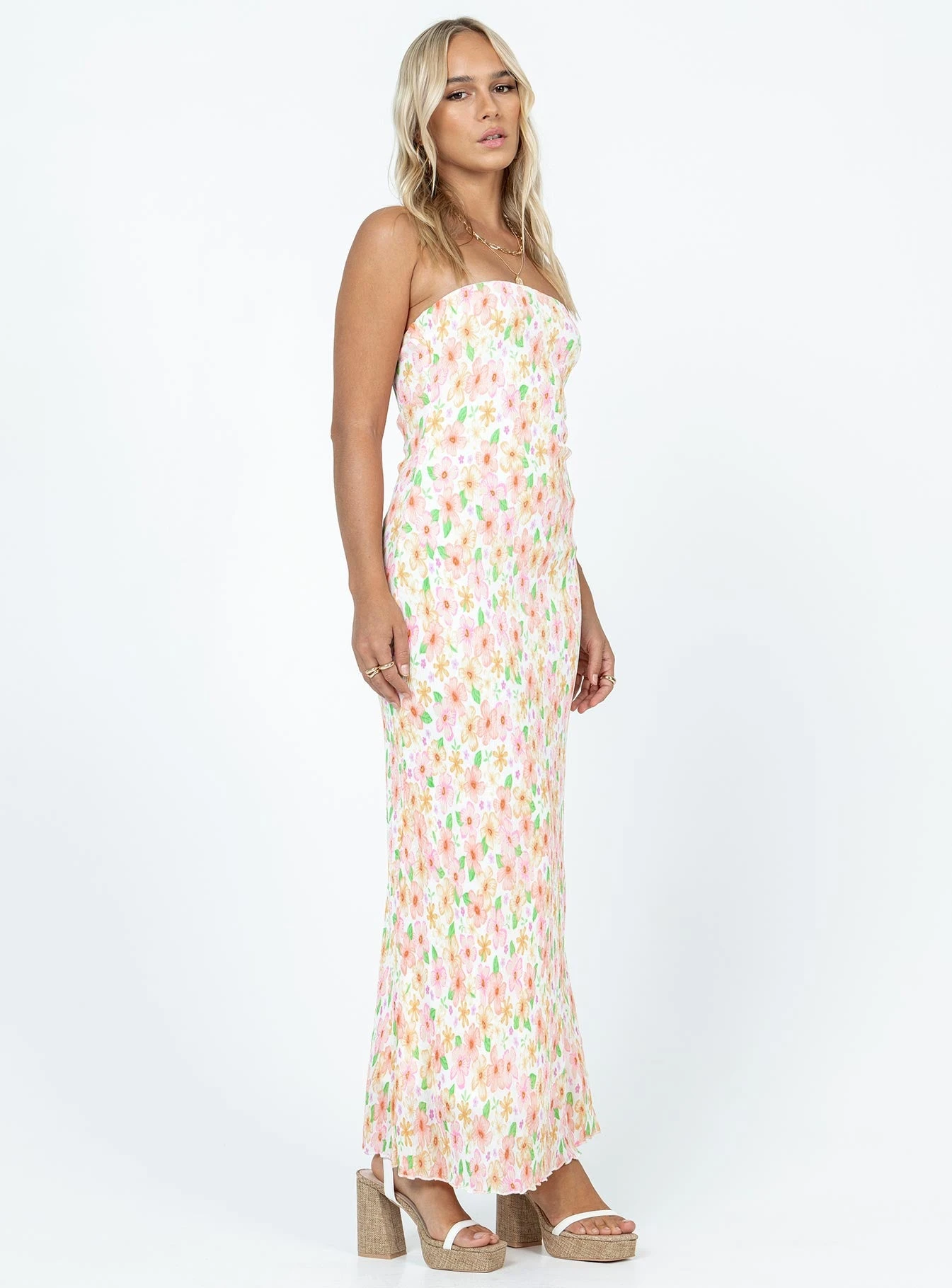 Princess Polly Tiarna Strapless Maxi Dress White / Floral - Image 3