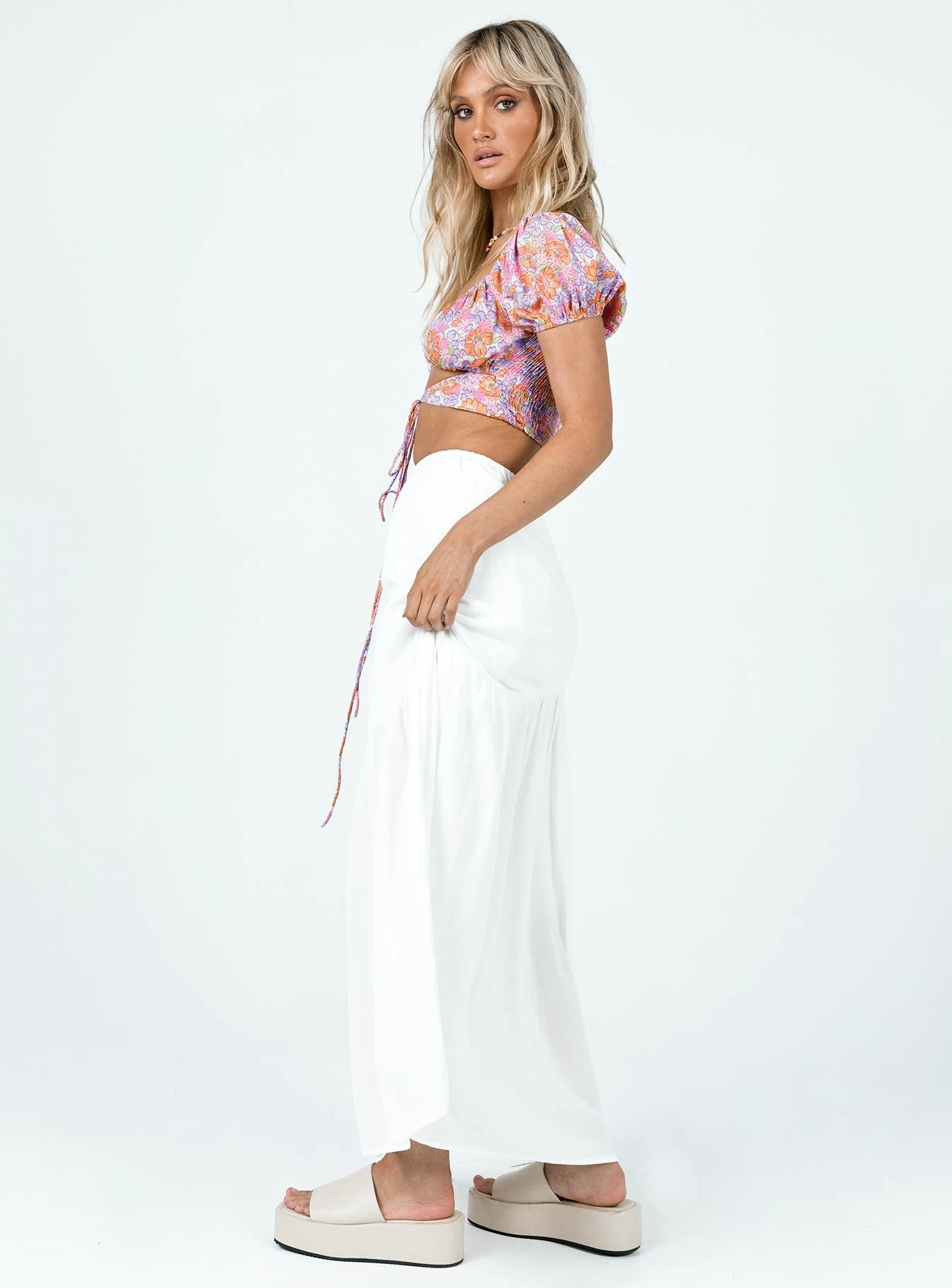 Princess Polly Chels Asymmetric Maxi Skirt White - Image 5