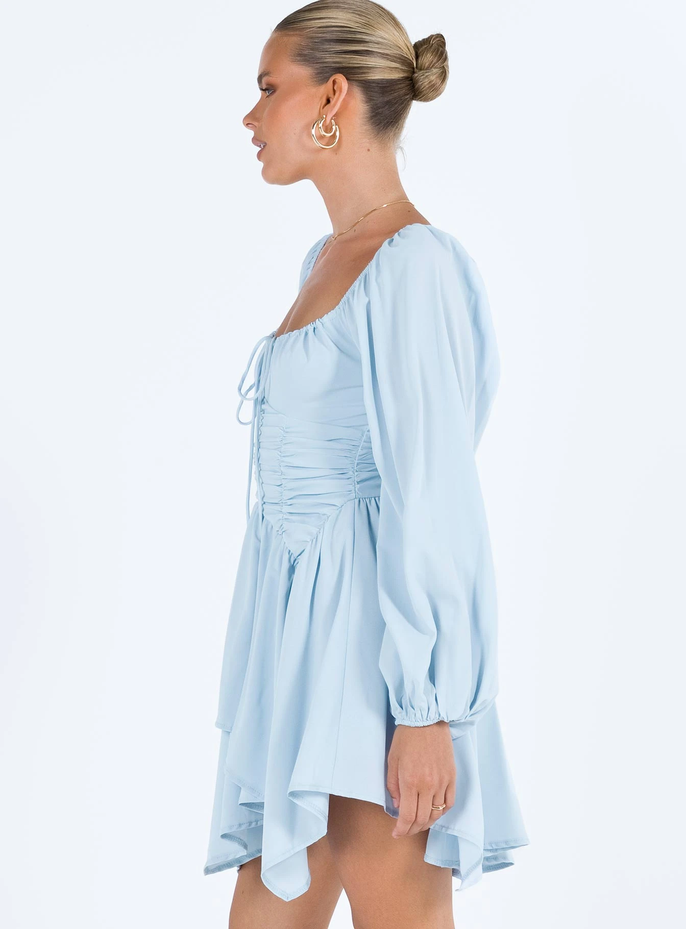 Princess Polly Barrett Long Sleeve Mini Dress Blue - Image 4