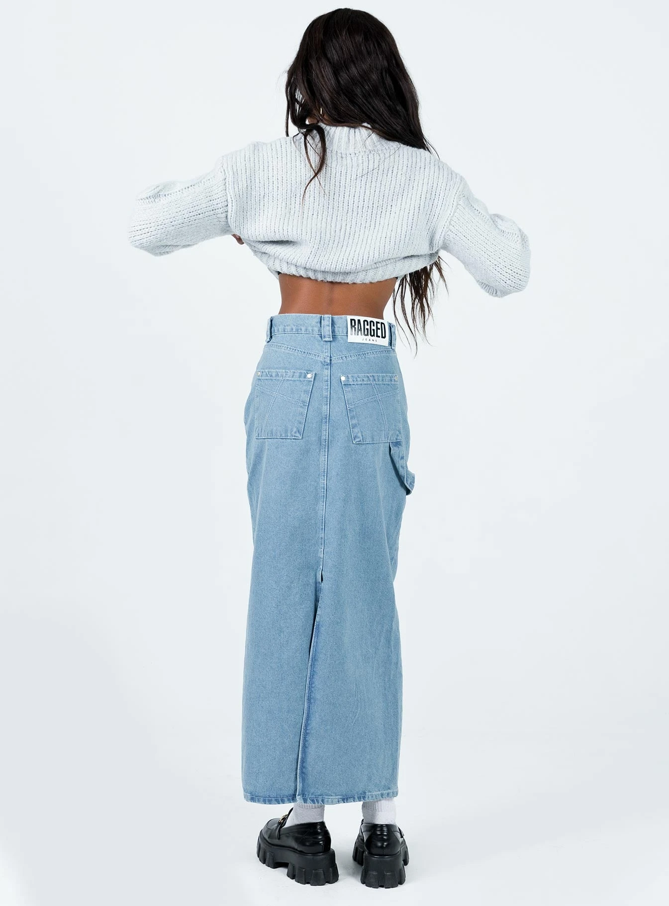 The Ragged Priest Carpenter Maxi Skirt Mid Blue - Image 5