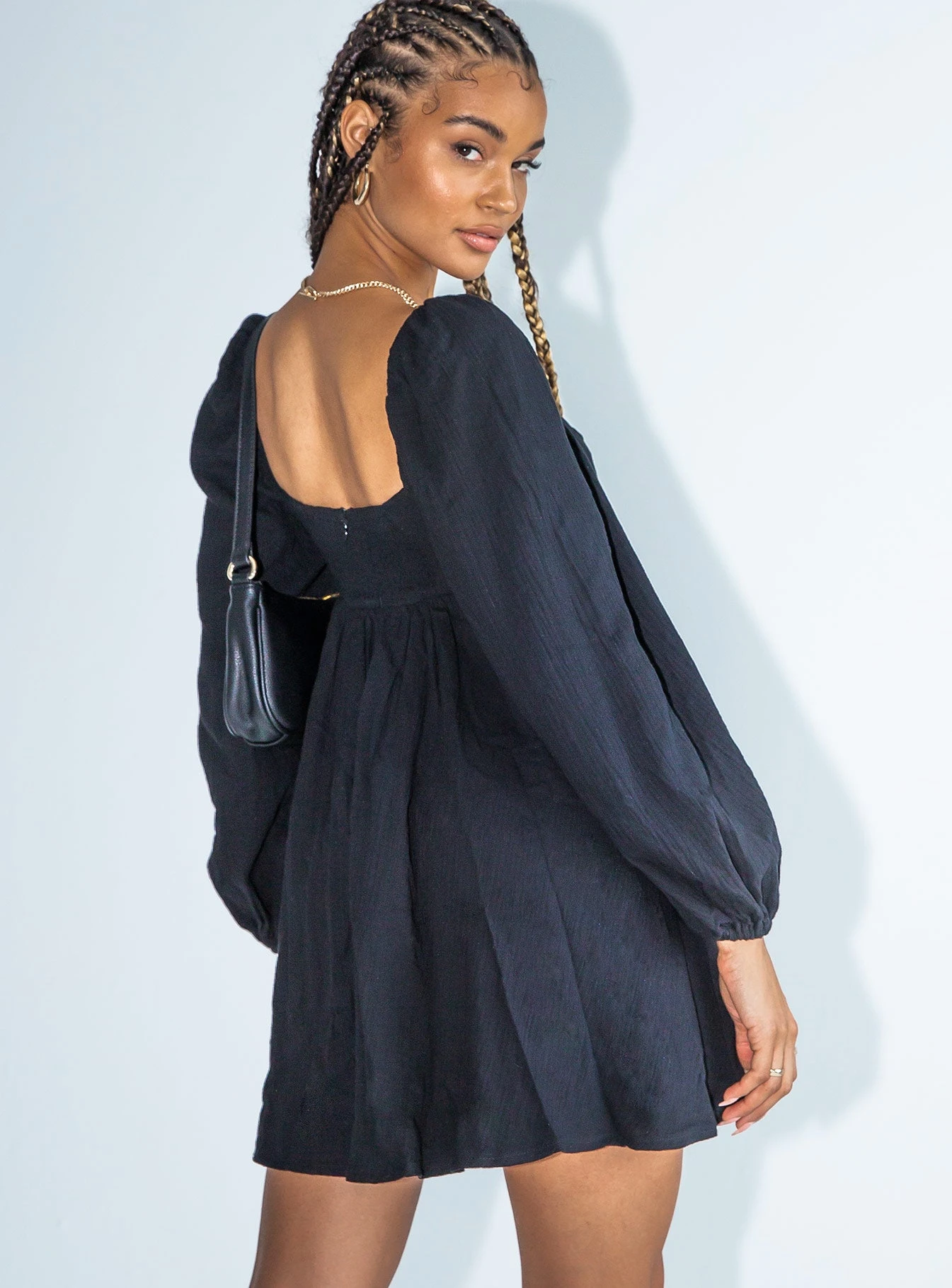 Princess Polly Lorna Long Sleeve Mini Dress Black - Image 4