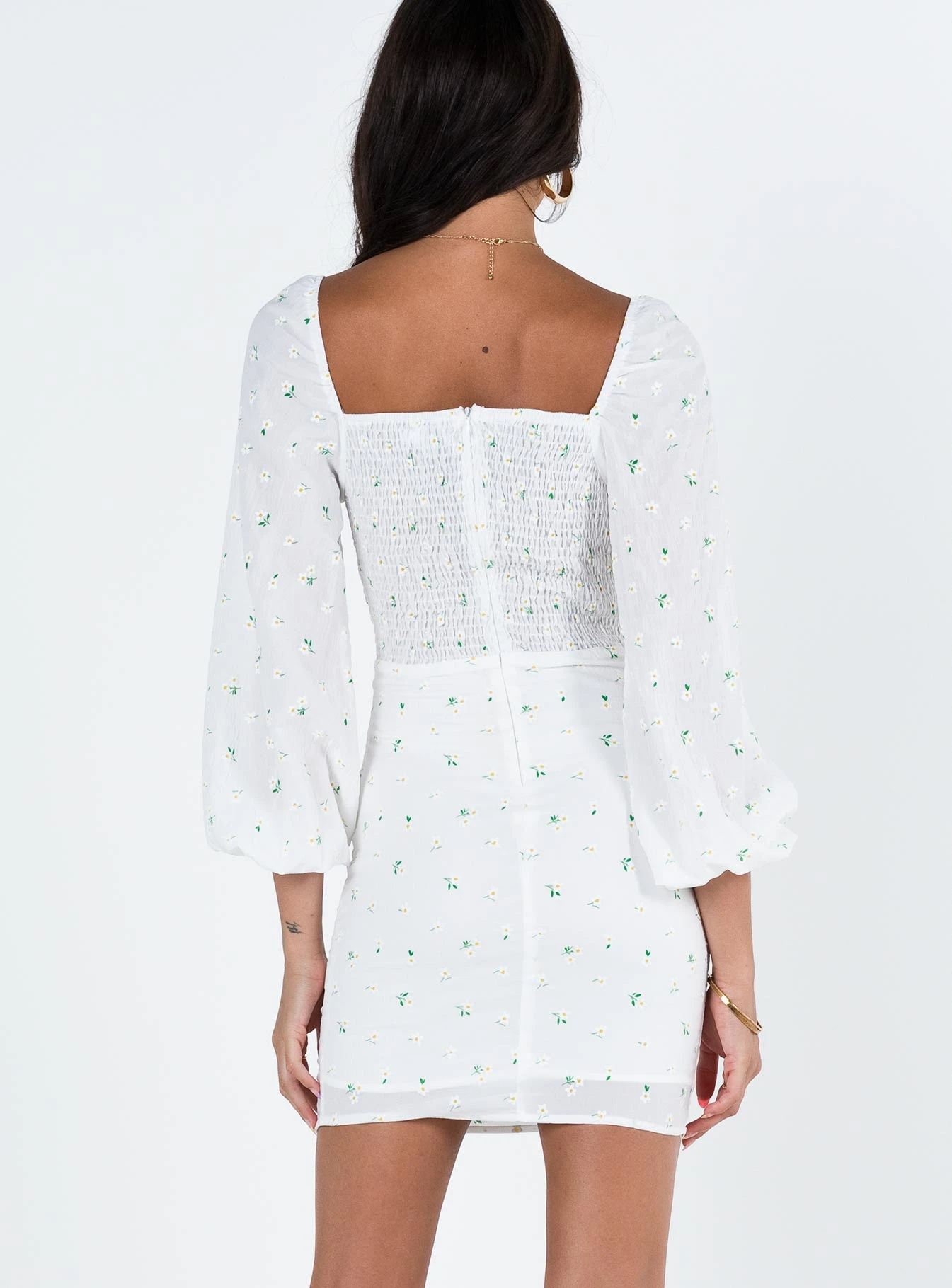 Princess Polly Napier Long Sleeve Mini Dress White - Image 5