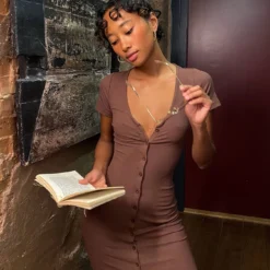 Princess Polly Sophie Button Up Maxi Dress Brown